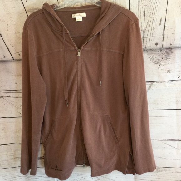 Tommy Bahama Brown Women's Hooded Sweatshirt Jacket Cotton Casual Chic Size XL - Picture 1 of 6